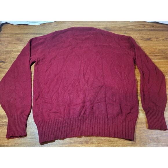 Vtge 60s Capper & Capper Burgandy Scotland 100% Cashmere V Neck Sweater Size 42" - Picture 5 of 5
